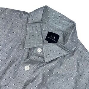 Armani Exchange Mens Gray seersucker Long Sleeve Button Down Shirt Sz L Regular